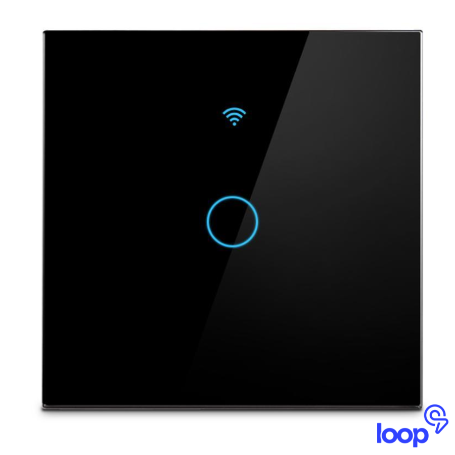 Loop Smart Switch 1 Gang Black Glass