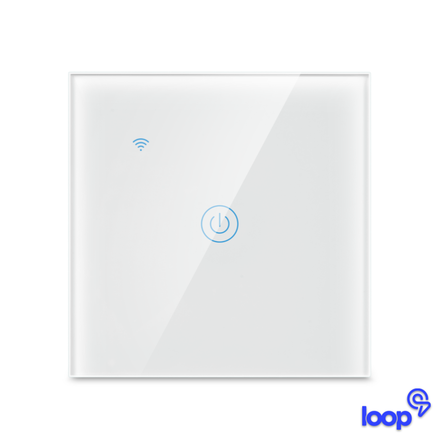 Loop Smart Switch 1 Gang White Glass